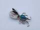 Early Fred Harvey Era Native American Indian Sterling Silver Turquoise Bug Pin