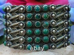 Early Fred Harvey Era Native American Navajo Green Turquoise Cuff Bracelet Wow