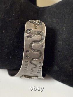 Early Fred Harvey Era Navajo Sterling Silver Turquoise Horse Snake Cuff Bracelet