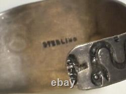 Early Fred Harvey Era Navajo Sterling Silver Turquoise Horse Snake Cuff Bracelet