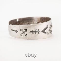 Early Fred Harvey Era Sterling Silver Arrows Stamps Bump Ups Bracelet 7