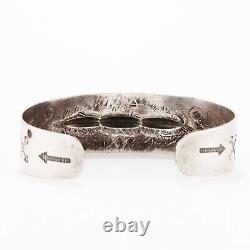 Early Fred Harvey Era Sterling Silver Arrows Stamps Bump Ups Bracelet 7