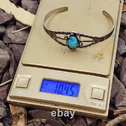 Early Fred Harvey Era Sterling Silver Turquoise Cuff Bracelet 6.25