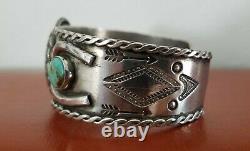 Early Fred Harvey Era Sterling Turquoise Horseshoe Lone Star Cuff (53 grams)