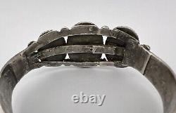 Early Fred Harvey Navajo Sterling Silver Turquoise Stamped Arrow Cuff Bracelet