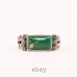 Early Fred Harvey Sterling Silver Green Turquoise Stamps Rain Drops Ring 6.25