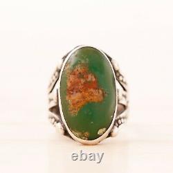 Early Fred Harvey Sterling Silver Green Turquoise Stamps Rain Drops Ring Size 5