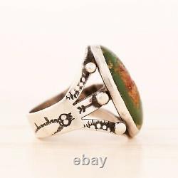 Early Fred Harvey Sterling Silver Green Turquoise Stamps Rain Drops Ring Size 5