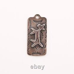 Early Fred Harvey Sterling Silver Horse Dog Stamped Tag Pendant