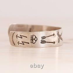 Early Fred Harvey Sterling Silver Stamp Work Whirling Log Cuff Bracelet 7