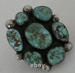 Early HUGE Native American Navajo Sterling silver Turquoise vintage cluster ring