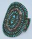 Early Huge Native American Zuni Petit Point Cluster Turquoise Cuff Bracelet