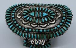 Early HUGE Native American Zuni petit point cluster Turquoise cuff bracelet