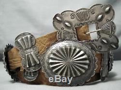 Early Hand Forged Sterling Silver Vintage Navajo Concho Belt Old