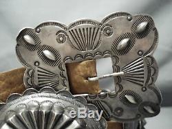 Early Hand Forged Sterling Silver Vintage Navajo Concho Belt Old