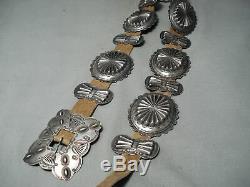 Early Hand Forged Sterling Silver Vintage Navajo Concho Belt Old