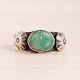 Early Harvey Sterling Silver Green Turquoise Applied Button Stamps Ring Size 7