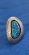 Early Henry Sam Navajo Mid Century Modernist Sterling Ring Spiderweb Turquoise