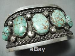 Early High Grade Carico Lake Turquoise Vintage Navajo Sterling Silver Bracelet