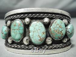 Early High Grade Carico Lake Turquoise Vintage Navajo Sterling Silver Bracelet