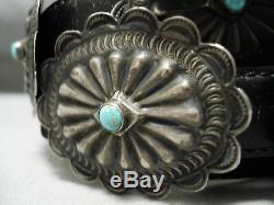 Early Highly Detailed Sterling Silver Turquoise Concho Belt Old