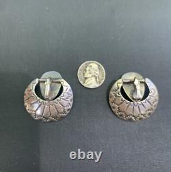 Early Hopi Ralph Tawangyaouma Rare Large Swivel Sterling Silver Earrings