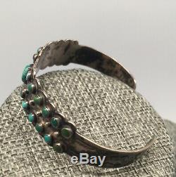 Early IH NATIVE AMERICAN Coin Silver TURQUOISE bracelet 18.2 g Indian Handmade