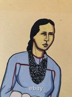 Early Jim Redcorn Org Painting Native American 1966 Jim Lacey Red Corn Osage Art