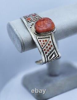 Early Kenneth Jones Navajo Red Spiny Oyster Men's Sterling Silver Cuff Bracelet