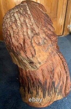 Early Large Manzanita Wood Carved Native American Chief Bust by Bob Boomer 1982