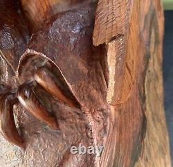 Early Large Manzanita Wood Carved Native American Chief Bust by Bob Boomer 1982