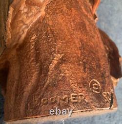 Early Large Manzanita Wood Carved Native American Chief Bust by Bob Boomer 1982