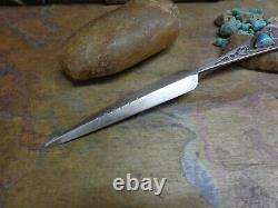 Early Large Navajo Turquoise Letter Opener Arrow Whirling Log Sterling Old Pawn