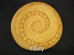 Early, Large So. Cal Mission snake tray, Native American Indian basket, c1905