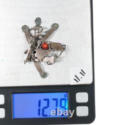 Early Lee & Mary Weebothee Zuni sterling coral, and turquoise earrings