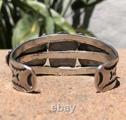 Early Museum Navajo High Grade Natural Number 8 #8 Silver Stamped Cuff Bracelet