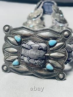 Early Museum Quality Vintage Navajo Turquoise Sterling Silver Concho Belt