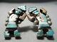 Early Museum Quality Vintage Zuni Turquoise Coral Sterling Silver Earrings Old