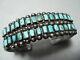 Early Museum Vintage Zuni Squared Turquoise Sterling Silver Bracelet