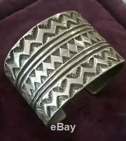 Early NAVAJO Hand Wrought Ingot Silver Cuff Bracelet HEAVY 211 grams