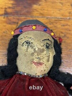 Early Native American Animal Hide Doll Seed Beaded