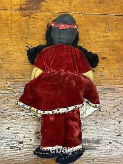 Early Native American Animal Hide Doll Seed Beaded