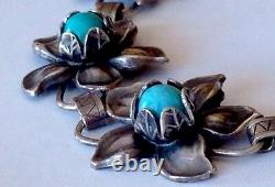 Early Native American Art Deco/art nouveau turquoise sterling silver necklace