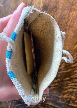 Early Native American Beaded Pouch on Buckskin. Came from Yakama Nation