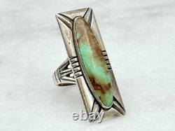 Early Native American Bell Trading Post Sterling Silver 925 Turquoise Ring Sz 5