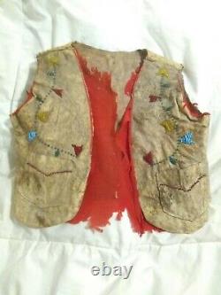 Early Native American Childs Beaded Leather Vest