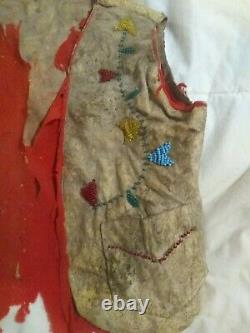 Early Native American Childs Beaded Leather Vest