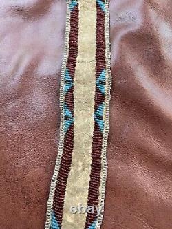 Early Native American Indian Beaded Strip OLD Buckskin