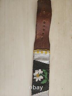 Early Native American Indian Fancy Beaded Belt with Rare Ex-Large Antler Buckle
