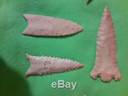 Early Native American Indian Stone Arrowhead Artifact Lot Group Of 9